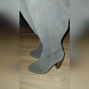 Kenneth Cole Taupe Suede Knee Boots with Block Heel